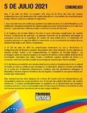 Comunicado: 5 de julio de 2021